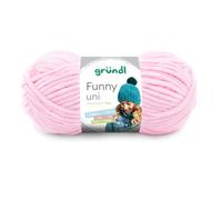 Gründl Wolle Funny uni - weiche Chenille Wolle zum Häkeln - Kuschelig und hautfreundlich - 100% Polyester - 1 Knäuel 100 g / 120 m - Nadelstärke 5-6 - pastellrosa