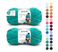 Gründl Wolle Funny uni - dicke weiche Chenille Wolle zum Häkeln - Häkelwolle - Strickwolle - Kuschelig und hautfreundlich - 100% Polyester - 2 Knäuel 100 g / 120 m - Nadelstärke 5-6 - Smaragd