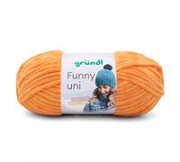 Gründl Wolle Funny uni - weiche Chenille Wolle zum Häkeln - Kuschelig und hautfreundlich - 100% Polyester - 1 Knäuel 100 g / 120 m - Nadelstärke 5-6 - safran