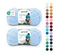 Gründl Wolle Funny uni - dicke weiche Chenille Wolle zum Häkeln - Häkelwolle - Strickwolle - Kuschelig und hautfreundlich - 100% Polyester - 2 Knäuel 100 g / 120 m - Nadelstärke 5-6 - Pastellblau