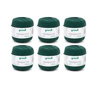 Gründl Wolle Häkelgarn 100 6 Knäuel 100 g, Tannengrün | dünne sommerliche Wolle zum Häkeln - Glänzend und waschbar - Baumwollgarn - 100 % Baumwolle - 100 g / 566 m - Nadelstärke 1,5