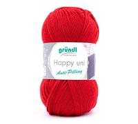 Gründl Wolle Happy uni 100% Polyacryl 1 x 100 g, Kaminrot