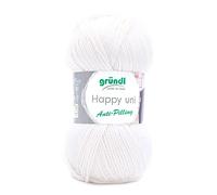 Gründl Wolle Happy uni 100% Polyacryl 1 x 100 g, Weiß