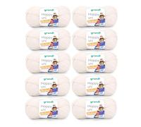 Gründl Wolle Happy uni Garn zum Stricken 10 Knäuel 100 g, creme