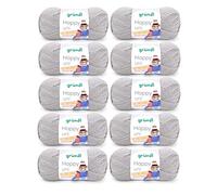Gründl Happy uni (Strick- und Häkelgarn mit wollartigem Charakter aus 100 % Polyacryl, Anti-Pilling, 100 g / 250 m, Nadelstärke: 4 - 5, 10 x 100 g), Kieselgrau