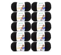 Gründl Happy uni (Strick- und Häkelgarn mit wollartigem Charakter aus 100 % Polyacryl, Anti-Pilling, 100 g / 250 m, Nadelstärke: 4 - 5, 10 x 100 g), Schwarz