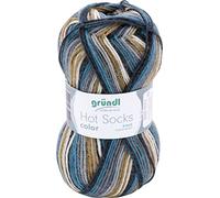 Gründl Wolle Hot Socks color 50 4-fach - Sockenwolle - Sockengarn - Weich und hautfreundlich - 75% Schurwolle, 25% Polyamid - 1 Knäuel 50 g / 210 m - Nadelstärke 2,5-3 - savanna color