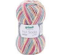 Gründl Wolle Hot Socks color 50 4-fach - Sockenwolle - Sockengarn - Weich und hautfreundlich - 75% Schurwolle, 25% Polyamid - 1 Knäuel 50 g / 210 m - Nadelstärke 2,5-3 - sweet baby color