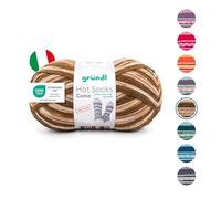 Gründl Wolle Hot Socks Como 4-fach - Sockenwolle für 1 Paar Socken - Sockengarn - Weich und hautfreundlich - 75% Schurwolle, 25% Polyamid - 1 Knäuel 100 g / 420 m -Nadelstärke 2,5 - 3 - walnuss-weiß