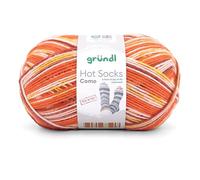 Gründl Wolle Hot Socks Como 6-fach - Sockenwolle für 1 Paar Socken - Sockengarn - Weich und hautfreundlich - 75% Schurwolle, 25% Polyamid - 1 Knäuel 150 g / 420 m -Nadelstärke 3-4 - kürbis-camel