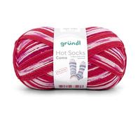 Gründl Wolle Hot Socks Como 6-fach - Sockenwolle für 1 Paar Socken - Sockengarn - Weich und hautfreundlich - 75% Schurwolle, 25% Polyamid - 1 Knäuel 150 g / 420 m -Nadelstärke 3-4 - himbeere-weiß