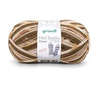 Gründl Wolle Hot Socks Como 6-fach - Sockenwolle für 1 Paar Socken - Sockengarn - Weich und hautfreundlich - 75% Schurwolle, 25% Polyamid - 1 Knäuel 150 g / 420 m -Nadelstärke 3-4 - walnuss-weiß