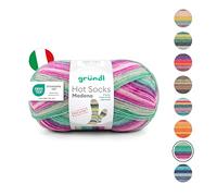 Gründl Wolle Hot Socks Madena 4-fach Sockenwolle 1 Knäuel 100 g, Berry | Sockengarn - Weich und hautfreundlich - 75% Schurwolle, 25% Polyamid - 100 g / 420 m -Nadelstärke 2,5 - 3