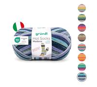 Gründl Wolle Hot Socks Madena 4-fach - Sockenwolle für 1 Paar Socken - Sockengarn - Weich und hautfreundlich - 75% Schurwolle, 25% Polyamid - 1 Knäuel 100 g / 420 m -Nadelstärke 2,5-3 - Blau