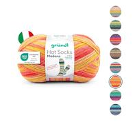 Gründl Wolle Hot Socks Madena 4-fach - Sockenwolle für 1 Paar Socken - Sockengarn - Weich und hautfreundlich - 75% Schurwolle, 25% Polyamid - 1 Knäuel 100 g / 420 m -Nadelstärke 2,5-3 - sunrise