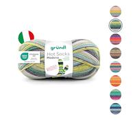 Gründl Wolle Hot Socks Madena 4-fach - Sockenwolle für 1 Paar Socken - Sockengarn - Weich und hautfreundlich - 75% Schurwolle, 25% Polyamid - 1 Knäuel 100 g / 420 m -Nadelstärke 2,5-3 - Grün