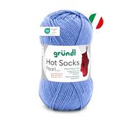 Gründl Wolle Hot Socks Pearl uni 4-fach - Sockenwolle - Sockengarn - Weich und hautfreundlich - 75% Schurwolle, 20% Polyamid, 5% Kaschmir - 1 Knäuel 50 g / 200 m - Nadelstärke 2,5-3 - kornblume