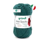 Gründl Wolle Hot Socks pearl uni 4-fach - Sockenwolle - Sockengarn - Weich und hautfreundlich - 75% Schurwolle, 20% Polyamid, 5% Kaschmir - 1 Knäuel 50 g / 200 m - Nadelstärke 2,5-3 - tanne