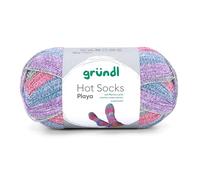 Gründl Wolle Hot Socks Playa - Weiche Sockenwolle für 1 Paar Socken- 45% Baumwolle, 33% Wolle, 12 Polyamid, 9% Polyester - 1 Knäuel 100 g / 450 m - Nadelstärke 2,5-3 -grasgrün-himbeer