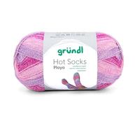 Gründl Wolle Hot Socks Playa - Weiche Sockenwolle für 1 Paar Socken- 45% Baumwolle, 33% Wolle, 12 Polyamid, 9% Polyester - 1 Knäuel 100 g / 450 m - Nadelstärke 2,5-3 -flieder-rosé-lavendel