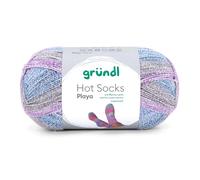 Gründl Wolle Hot Socks Playa - Weiche Sockenwolle für 1 Paar Socken- 45% Baumwolle, 33% Wolle, 12 Polyamid, 9% Polyester - 1 Knäuel 100 g / 450 m - Nadelstärke 2,5-3 -jeansblau-steingrau