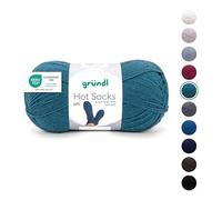 Gründl Wolle Hot Socks uni 100 4-fach - Sockenwolle für 1 Paar Socken - Sockengarn - Weich und hautfreundlich - 75% Schurwolle, 25% Polyamid - 1 Knäuel 100 g / 420 m - Nadelstärke 2,5-3 - petrol