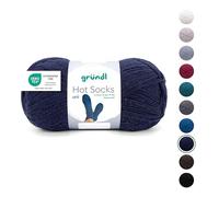 Gründl Wolle Hot Socks uni 100 4-fach - Sockenwolle für 1 Paar Socken - Sockengarn - Weich und hautfreundlich - 75% Schurwolle, 25% Polyamid - 1 Knäuel 100 g / 420 m - Nadelstärke 2,5-3 - marine