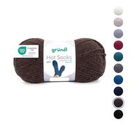 Gründl Wolle Hot Socks uni 100, Sockenwolle / Sockengarn 4-fach 1 Knäuel 100 g / 420 m (75 % Schurwolle (superwash), 25 % Polyamid), schokolade