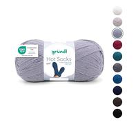 Gründl Wolle Hot Socks uni 100, Sockenwolle / Sockengarn 4-fach 1 Knäuel 100 g / 420 m (75 % Schurwolle (superwash), 25 % Polyamid), silbergrau
