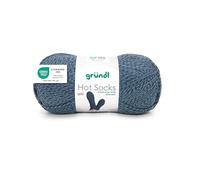 Gründl Wolle Hot Socks uni 100 4-fach - Sockenwolle für 1 Paar Socken - Sockengarn - Weich und hautfreundlich - 75% Schurwolle, 25% Polyamid - 1 Knäuel 100 g / 420 m - Nadelstärke 2,5-3 - blau-grün