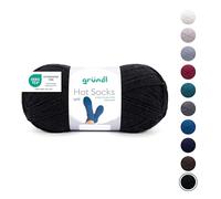 Gründl Wolle Hot Socks uni 100, Sockenwolle / Sockengarn 4-fach 1 Knäuel 100 g / 420 m (75 % Schurwolle (superwash), 25 % Polyamid), schwarz