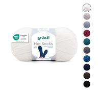 Gründl Wolle Hot Socks uni 100, Sockenwolle / Sockengarn 4-fach 1 Knäuel 100 g / 420 m (75 % Schurwolle (superwash), 25 % Polyamid), weiß