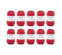 Gründl King Cotton (weiches und voluminöses Strick- und Häkelgarn aus 55 % Polyacryl & 45 % Baumwolle, 50 g / 78 m, Nadelstärke: 6 - 7, 10 x 50 g), Rot