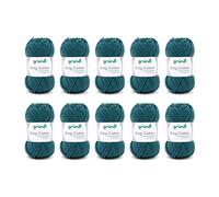 Gründl King Cotton (weiches und voluminöses Strick- und Häkelgarn aus 55 % Polyacryl & 45 % Baumwolle, 50 g / 78 m, Nadelstärke: 6 - 7, 10 x 50 g), Petrol