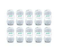 Gründl King Cotton (weiches und voluminöses Strick- und Häkelgarn aus 55 % Polyacryl & 45 % Baumwolle, 50 g / 78 m, Nadelstärke: 6 - 7, 10 x 50 g), Hellgrau