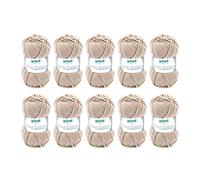 Gründl King Cotton (weiches und voluminöses Strick- und Häkelgarn aus 55 % Polyacryl & 45 % Baumwolle, 50 g / 78 m, Nadelstärke: 6 - 7, 10 x 50 g), Sand