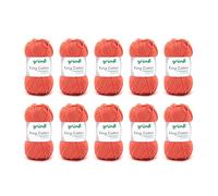 Gründl King Cotton (weiches und voluminöses Strick- und Häkelgarn aus 55% Polyacryl & 45% Baumwolle, 50 g / 78 m, Nadelstärke: 6-7, 10 x 50 g), Orange