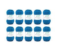 Gründl King Cotton (weiches und voluminöses Strick- und Häkelgarn aus 55 % Polyacryl & 45 % Baumwolle, 50 g / 78 m, Nadelstärke: 6 - 7, 10 x 50 g), Mittelblau