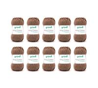 Gründl King Cotton (weiches und voluminöses Strick- und Häkelgarn aus 55 % Polyacryl & 45 % Baumwolle, 50 g / 78 m, Nadelstärke: 6 - 7, 10 x 50 g), Teddy