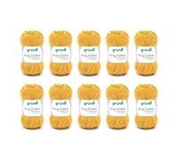 Gründl King Cotton (weiches und voluminöses Strick- und Häkelgarn aus 55% Polyacryl & 45% Baumwolle, 50 g / 78 m, Nadelstärke: 6-7, 10 x 50 g), Gold