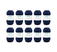 Gründl King Cotton (weiches und voluminöses Strick- und Häkelgarn aus 55% Polyacryl & 45% Baumwolle, 50 g / 78 m, Nadelstärke: 6-7, 10 x 50 g), Marine