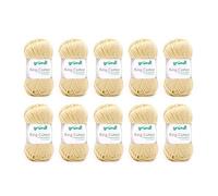 Gründl King Cotton (weiches und voluminöses Strick- und Häkelgarn aus 55 % Polyacryl & 45 % Baumwolle, 50 g / 78 m, Nadelstärke: 6 - 7, 10 x 50 g), Vanilla