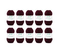 Gründl King Cotton (weiches und voluminöses Strick- und Häkelgarn aus 55 % Polyacryl & 45 % Baumwolle, 50 g / 78 m, Nadelstärke: 6 - 7, 10 x 50 g), Burgundy