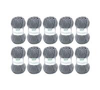 Gründl King Cotton (weiches und voluminöses Strick- und Häkelgarn aus 55 % Polyacryl & 45 % Baumwolle, 50 g / 78 m, Nadelstärke: 6 - 7, 10 x 50 g), Anthrazit