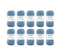 Gründl King Cotton (weiches und voluminöses Strick- und Häkelgarn aus 55% Polyacryl & 45% Baumwolle, 50 g / 78 m, Nadelstärke: 6-7, 10 x 50 g), Jeans