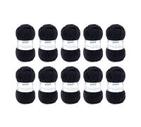 Gründl King Cotton (weiches und voluminöses Strick- und Häkelgarn aus 55 % Polyacryl & 45 % Baumwolle, 50 g / 78 m, Nadelstärke: 6 - 7, 10 x 50 g), Schwarz