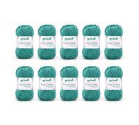 Gründl King Cotton (weiches und voluminöses Strick- und Häkelgarn aus 55 % Polyacryl & 45 % Baumwolle, 50 g / 78 m, Nadelstärke: 6 - 7, 10 x 50 g), Jade