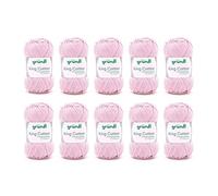 Gründl King Cotton (weiches und voluminöses Strick- und Häkelgarn aus 55 % Polyacryl & 45 % Baumwolle, 50 g / 78 m, Nadelstärke: 6 - 7, 10 x 50 g), Babyrosa