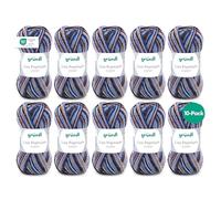 Gründl Wolle Lisa Premium color - Garn zum Stricken mit Farbverlauf - Strickgarn - Häkelgarn - Weich und hautfreundlich - 100% Polyacryl 10 Knäuel 50 g / 133 m -Nadelstärke 3,5-4,5 - Braun-Beige-Blau
