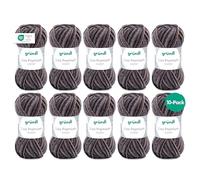 Gründl Wolle Lisa Premium color - Garn zum Stricken mit Farbverlauf - Strickgarn - Häkelgarn - Weich und hautfreundlich - 100% Polyacryl 10 Knäuel 50 g / 133 m -Nadelstärke 3,5-4,5 - Sand-Anthrazit